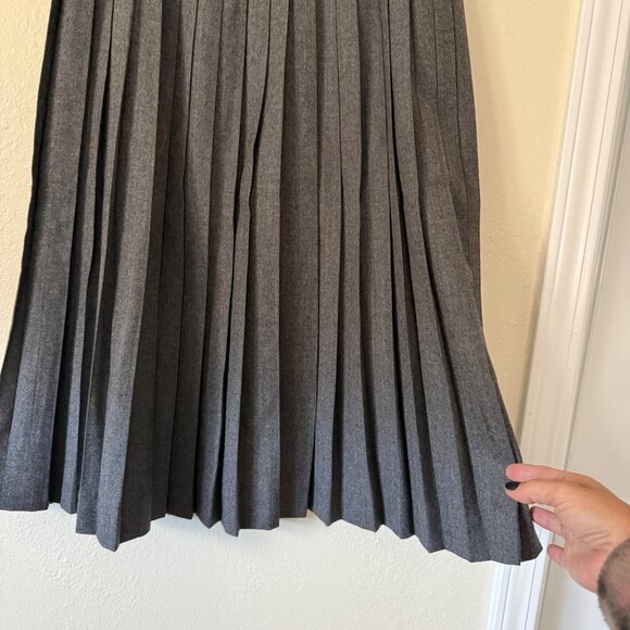 Vintage Ralph Lauren Womens Gray Wool Pleated Midi Skirt Size 12 - Picture 2 of 6